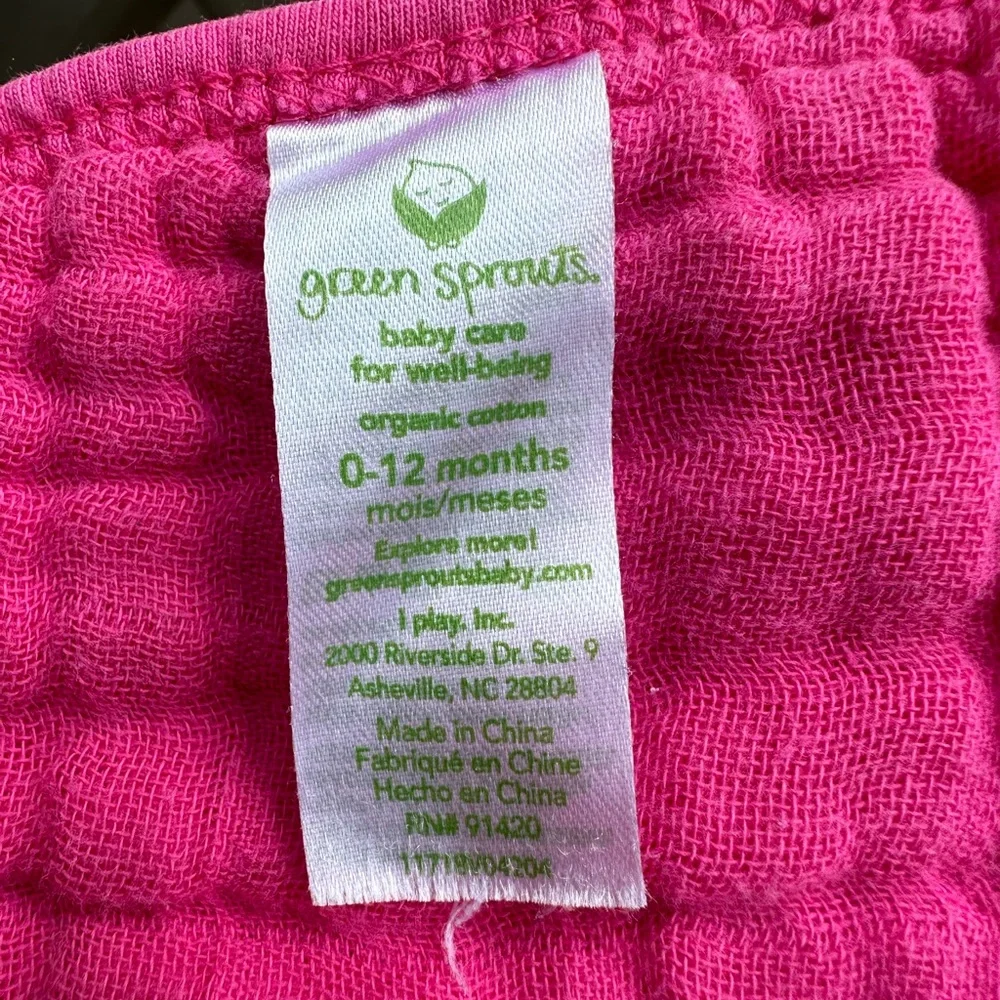 Green Sprouts Organic Cotton Muslin Bibs Set of 2 in Green/Pink Size 0-12 Months